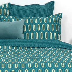 Linnea Parure de lit 140x200 cm percale de coton PAST Bleu Canard* Parure De Lit
