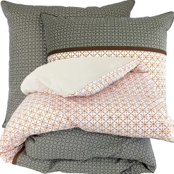 Linnea Parure de lit 140x200 cm percale coton GABIN marron Epice 2 pièces* Parure De Lit