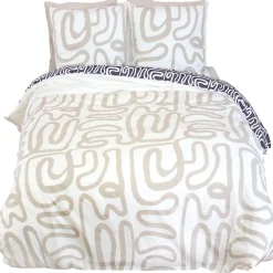 Parure de lit 240x220 cm pur coton collection SIDNIE blanc motif abstrait 3 pièces>Linnea Hot