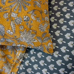 Linnea Parure de lit 240x220 cm pur coton ASCHWINI motif floral jaune 3 pièces* Parure De Lit