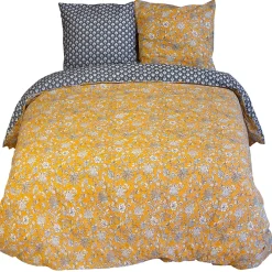 Linnea Parure de lit 240x220 cm pur coton ASCHWINI motif floral jaune 3 pièces* Parure De Lit