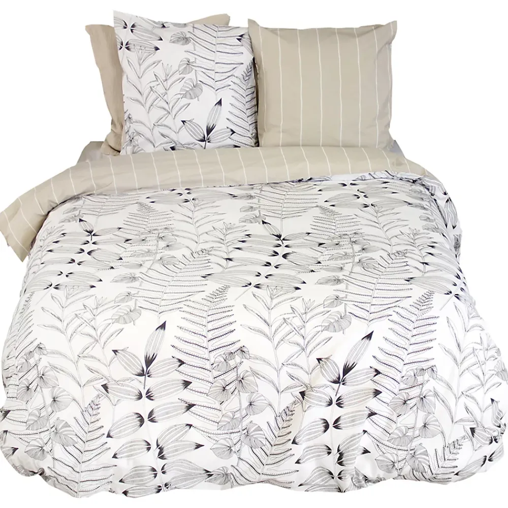 Linnea Parure de lit 260x240 cm pur coton ALIX motif végétation blanc et noir 3 pièces* Parure De Lit