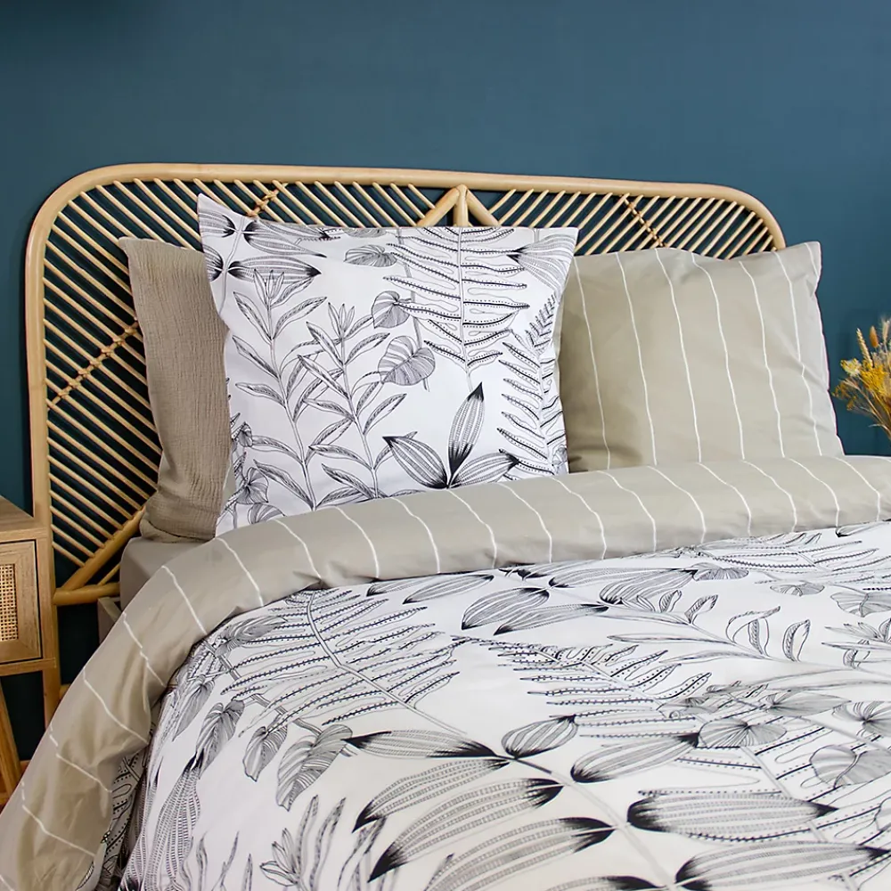 Linnea Parure de lit 260x240 cm pur coton ALIX motif végétation blanc et noir 3 pièces* Parure De Lit