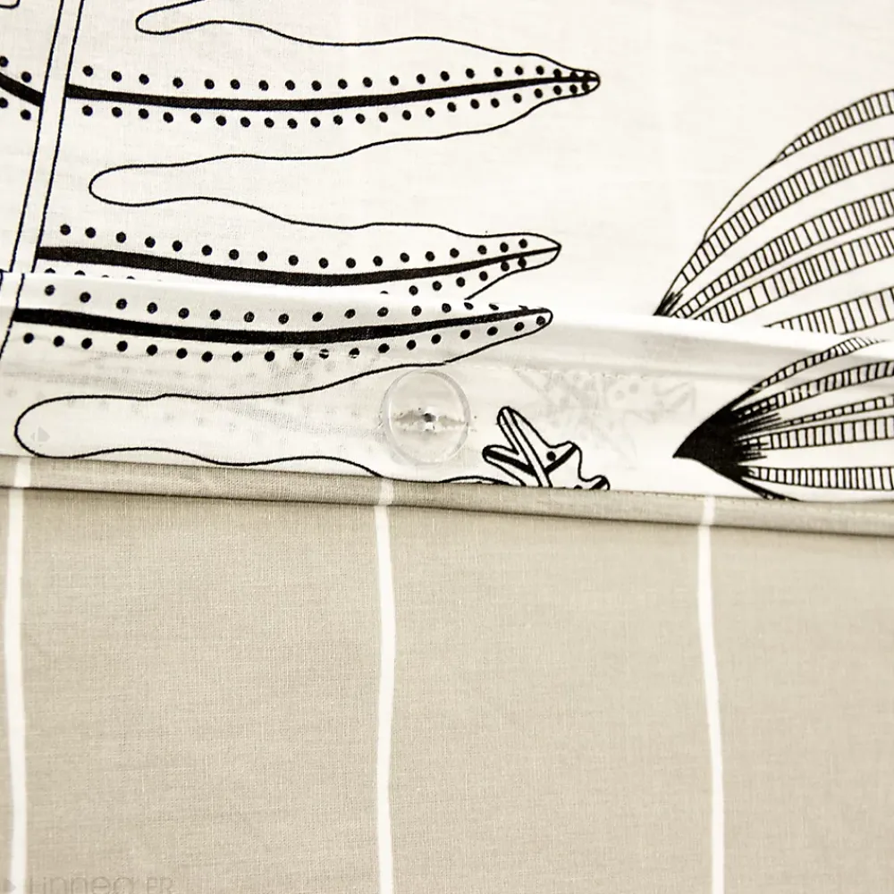 Linnea Parure de lit 260x240 cm pur coton ALIX motif végétation blanc et noir 3 pièces* Parure De Lit
