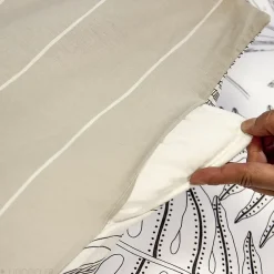 Linnea Parure de lit 260x240 cm pur coton ALIX motif végétation blanc et noir 3 pièces* Parure De Lit
