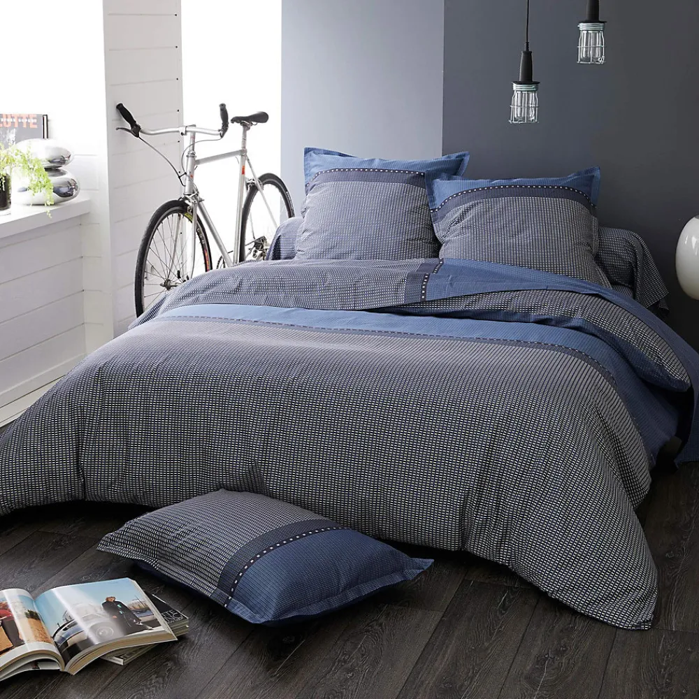 Parure de lit 280x240 cm satin de coton ENZO bleu>Linnea Online