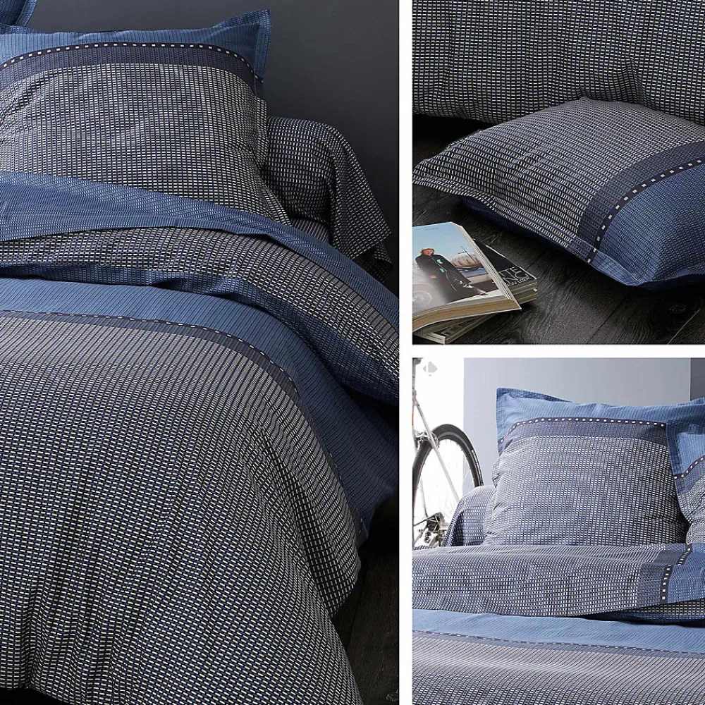 Parure de lit 280x240 cm satin de coton ENZO bleu>Linnea Online