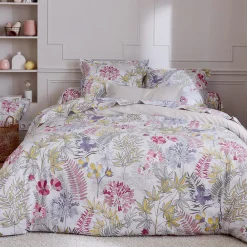 Parure de lit 140x200 cm satin de coton ANAÏS multicolore 2 pièces taies 50x70 cm>Linnea Outlet