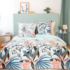 Parure de lit 260x240 cm Satin de coton PAYA Bleu 3 pièces>Linnea Clearance