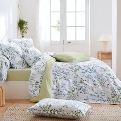 Parure de lit 140x200 cm satin de coton ANGÈLE vert tilleul 2 pièces>Linnea Clearance