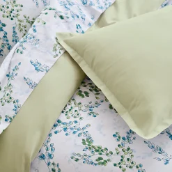 Parure de lit 140x200 cm satin de coton ANGÈLE vert tilleul 2 pièces><noscript><img width=
