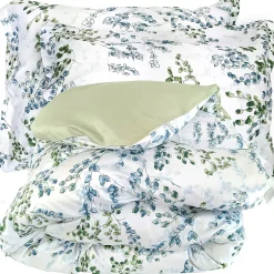 Linnea Parure de lit 300x240 cm satin de coton ANGÈLE vert tilleul 3 pièces taies 50x70 cm* Parure De Lit