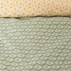 Parure de lit 240x220 cm Satin de coton ORIENT Vert 3 pièces><noscript><img width=