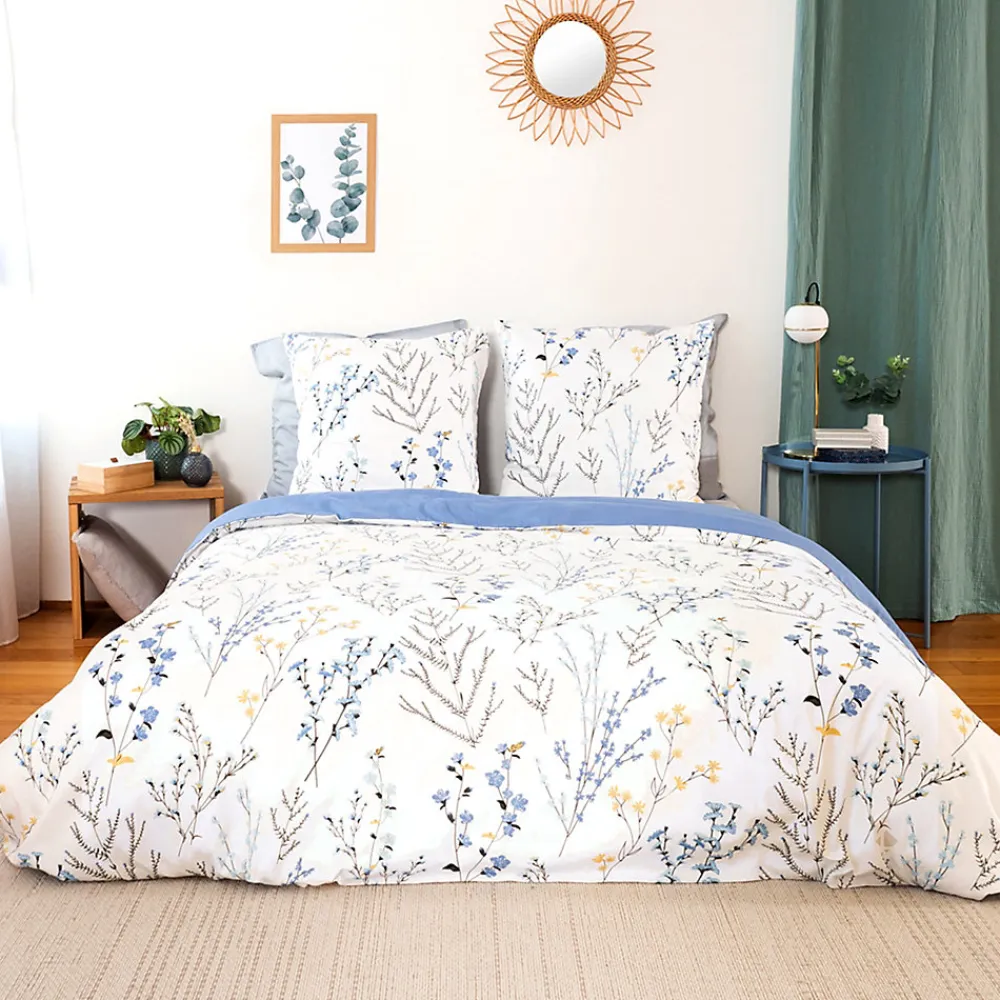 Parure de lit 240x220 cm Satin de coton FANILLE Blanc 3 pièces>Linnea Online