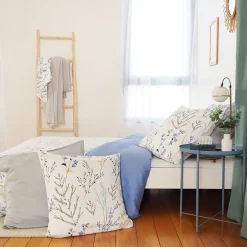 Parure de lit 240x220 cm Satin de coton FANILLE Blanc 3 pièces><noscript><img width=