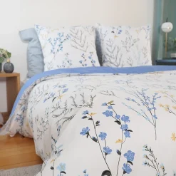 Parure de lit 240x220 cm Satin de coton FANILLE Blanc 3 pièces><noscript><img width=