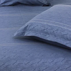 Parure de lit 240x220 cm Satin de coton VENDOME Bleu foncé><noscript><img width=