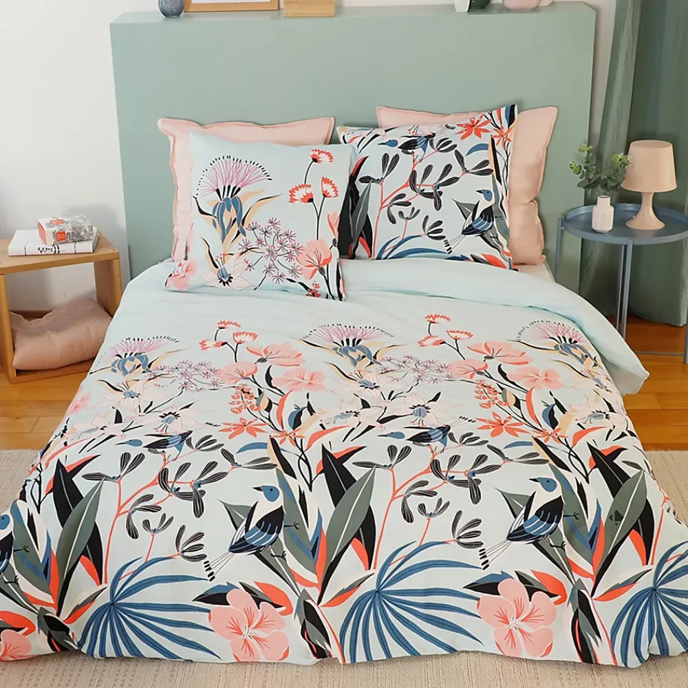 Linnea Parure de lit 240x220 cm Satin de coton PAYA Bleu 3 pièces* Parure De Lit