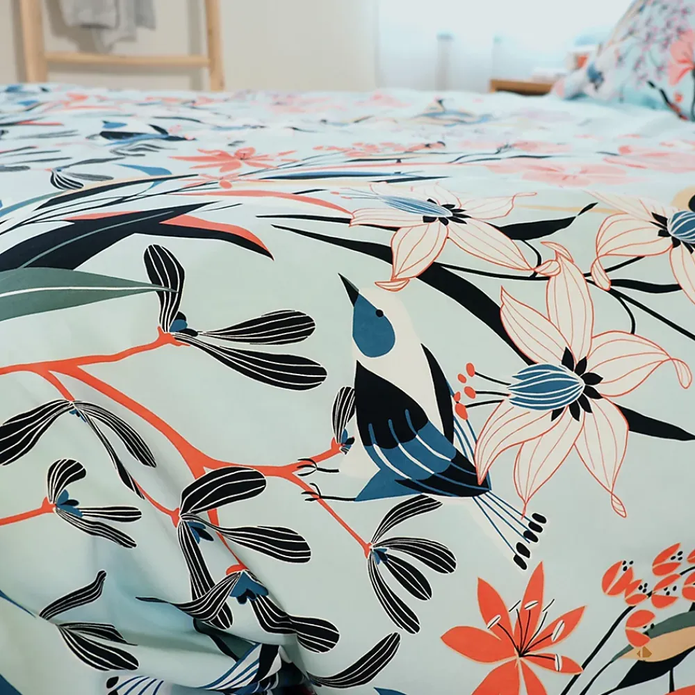 Linnea Parure de lit 240x220 cm Satin de coton PAYA Bleu 3 pièces* Parure De Lit