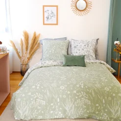 Parure de lit 240x220 cm Satin de coton SUSIE Vert 3 pièces>Linnea New