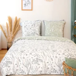 Parure de lit 240x220 cm Satin de coton SUSIE Vert 3 pièces><noscript><img data-lazyloaded=
