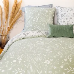 Parure de lit 240x220 cm Satin de coton SUSIE Vert 3 pièces><noscript><img data-lazyloaded=