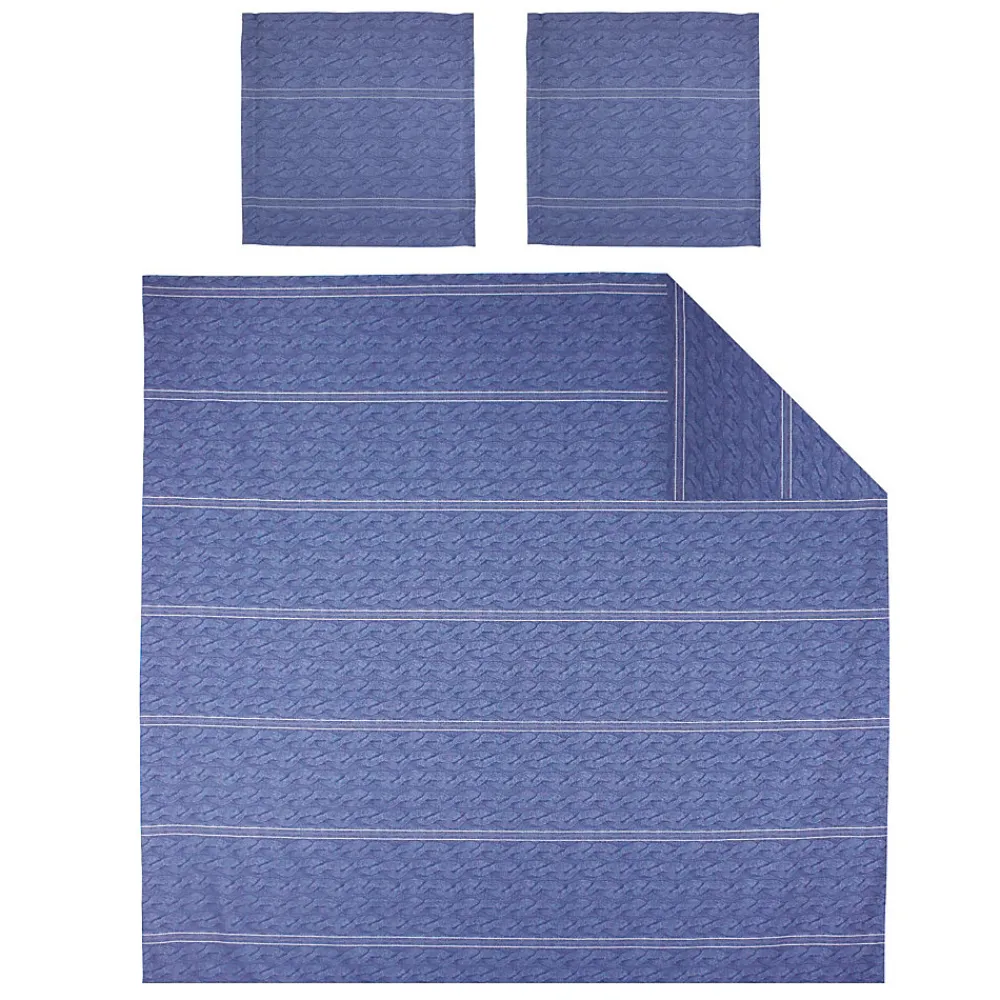 Parure de lit 260x240 cm Satin de coton VENDOME Bleu foncé>Linnea Best