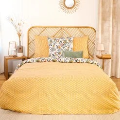 Parure de lit 240x220 cm Satin de coton WAYAN Vert 3 pièces><noscript><img width=