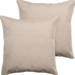 Parure de lit 280x240 cm set 65x65 cm percale MANOIR beige Lin><noscript><img width=