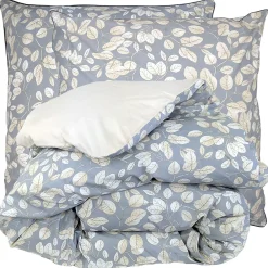 Parure de lit 140x200 cm taie 65x65 cm percale de coton LISON Gris 2 pièces>Linnea Discount