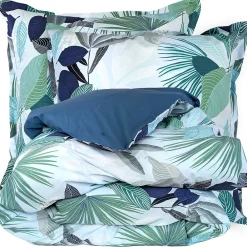 Linnea Parure de lit 140x200 cm taie 65x65 cm percale de coton MOOREA PACIFIC bleu/vert 2 pièces* Parure De Lit
