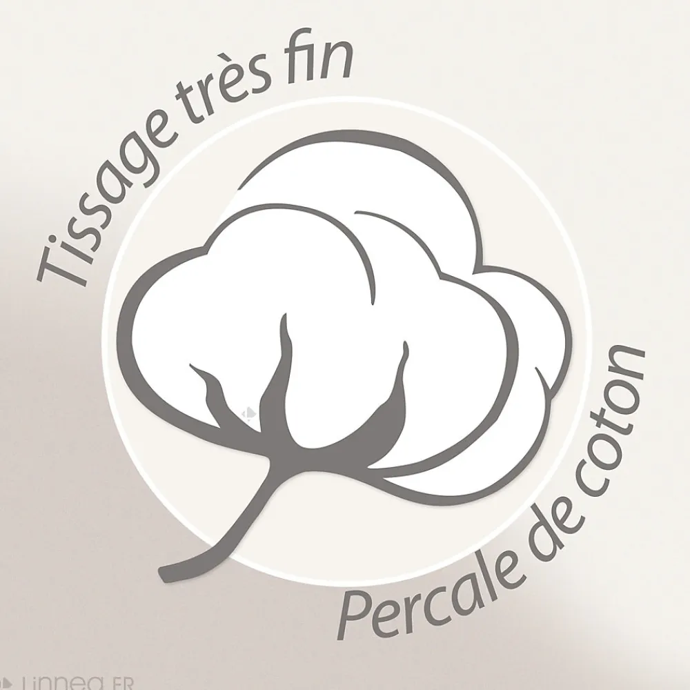 Parure de lit 140x200 cm taie 65x65 cm percale de coton ALBA beige/noir 2 pièces>Linnea Outlet