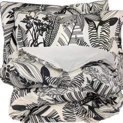 Parure de lit 200x200 cm taies 50x70 cm percale de coton ALBA beige/noir 3 pièces>Linnea Discount