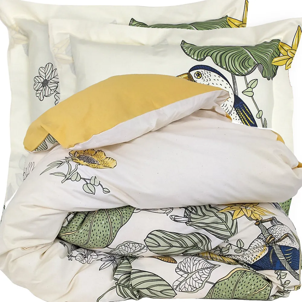 Parure de lit 300x240 cm 65x65 cm coton TOCO vert 3 pièces>Linnea