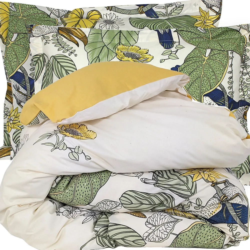 Parure de lit 260x240 cm 50x70 cm coton TOCO vert 3 pièces>Linnea New