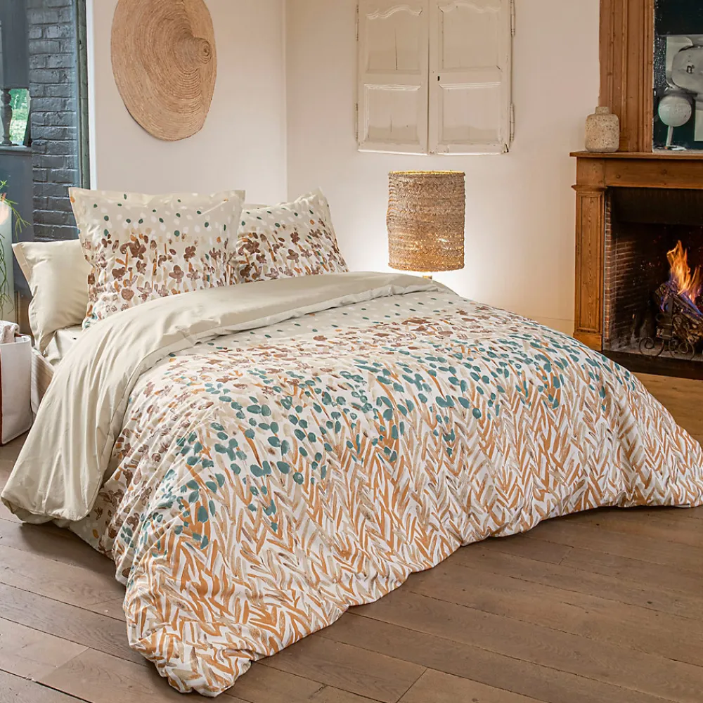 Parure de lit 200x200 cm 65x65 cm coton ÉVASION pêche 3 pièces>Linnea Sale