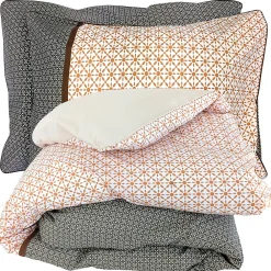 Parure de lit 300x240 cm 50x70 cm percale GABIN marron Epice 3 pièces>Linnea Online
