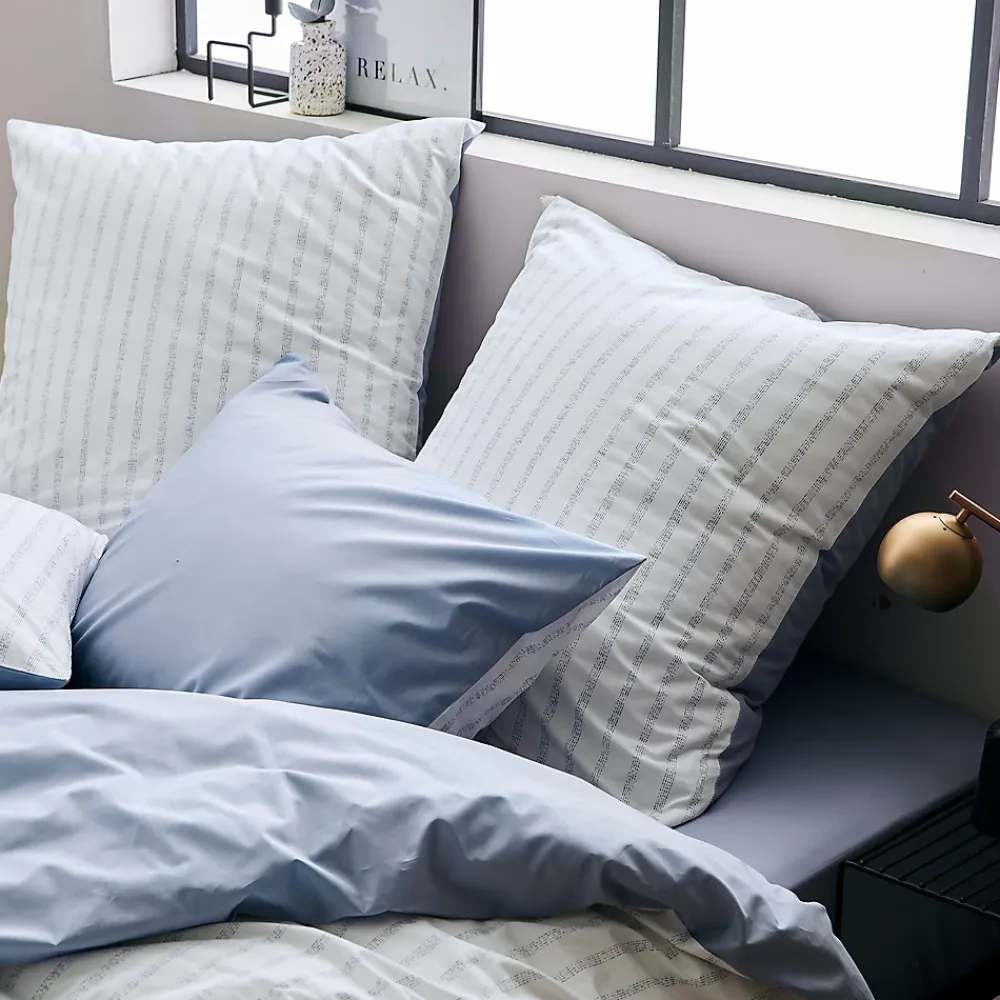 Linnea Parure de lit 280x240 cm 50x70 cm percale GABY bleu Baltique 3 pièces* Parure De Lit