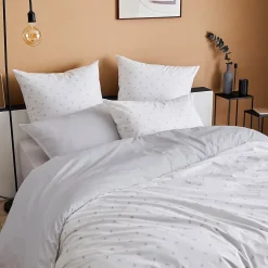 Linnea Parure de lit 280x240 cm 65x65 cm percale de coton ALEX gris Nuage 3 pièces* Parure De Lit
