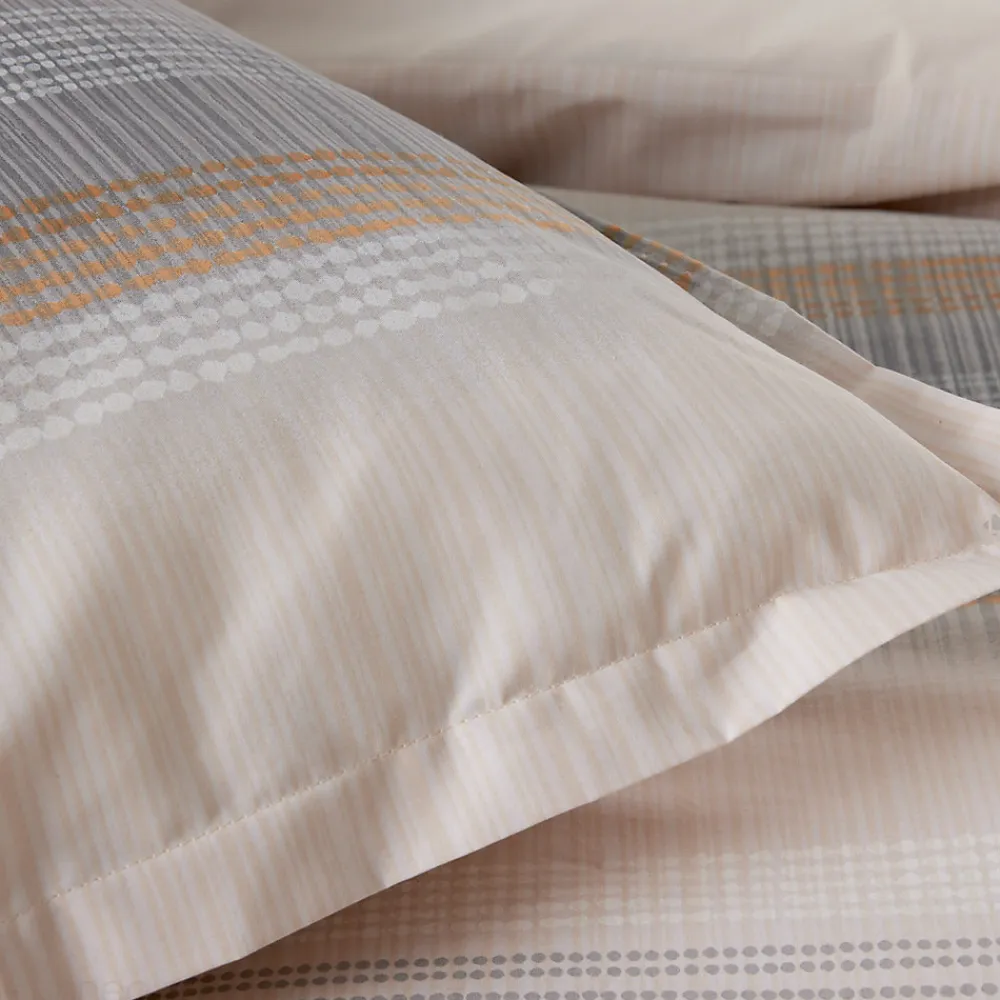 Parure de lit 260x240 cm 50x70 cm percale ESTEBAN beige 3 pièces>Linnea Sale
