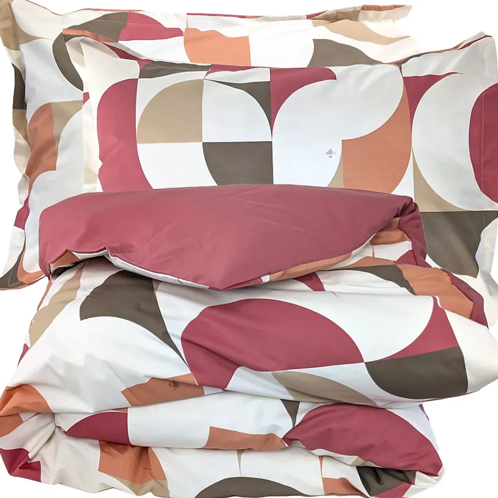 Linnea Parure de lit 140x200 cm 50x70 cm percale MODULO acajou 2 pièces* Parure De Lit