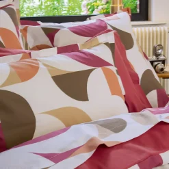 Linnea Parure de lit 140x200 cm 50x70 cm percale MODULO acajou 2 pièces* Parure De Lit