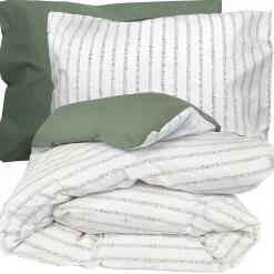 Parure de lit 300x240 cm 50x70 cm percale GABY vert Kaki 3 pièces>Linnea New