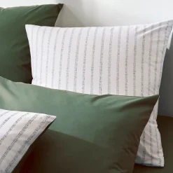 Parure de lit 300x240 cm 50x70 cm percale GABY vert Kaki 3 pièces><noscript><img width=