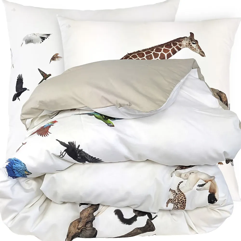 Linnea Parure de lit 140x200 cm 65x65 cm percale de coton NOÉ blanc 2 pièces* Parure De Lit