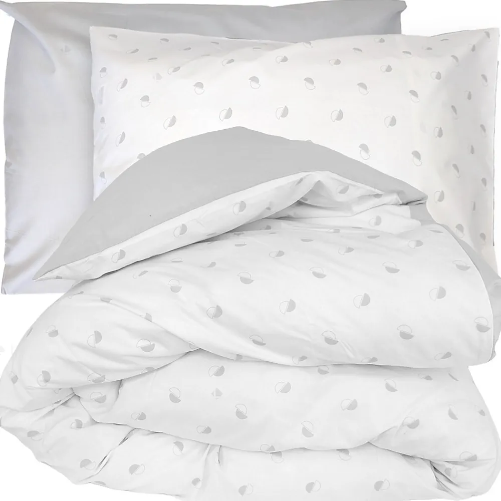 Parure de lit 200x200 cm 50x70 cm percale ALEX gris Nuage 3 pièces>Linnea Clearance