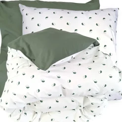 Parure de lit 140x200 cm 65x65 cm percale coton ALEX vert Kaki 2 pièces>Linnea Clearance