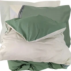 Parure de lit 140x200 cm 50x70 cm percale NOA vert Kaki 2 pièces>Linnea Clearance