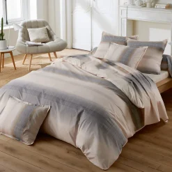 Linnea Parure de lit 140x200 cm 50x70 cm percale ESTEBAN beige 2 pièces* Parure De Lit