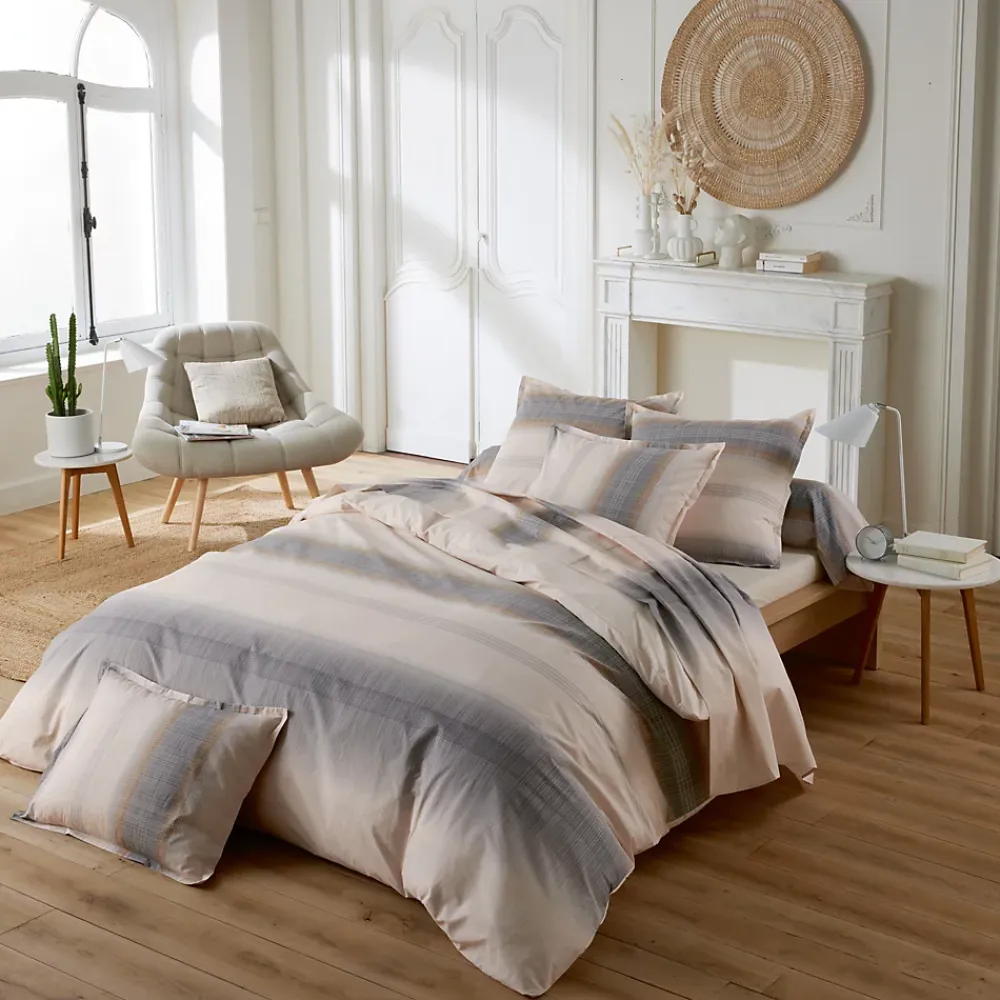 Linnea Parure de lit 240x220 cm 50x70 cm percale ESTEBAN beige 3 pièces* Parure De Lit